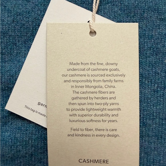 NWT Garnet Hill Braided Cashmere Sweater in Slate Blue - Picture 8 of 9